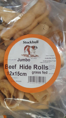 stockbull Beef hide rolls x 12 bulk bag natural dog chews