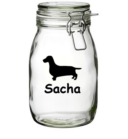 personalised name dog treat jars 1lt